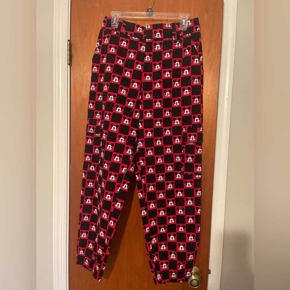 Disney Mickey Mouse Checkered Cargo Joggers